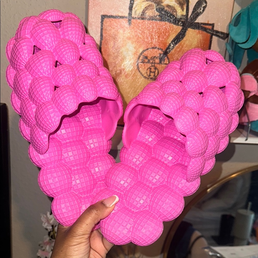 Vibrant Pink Textured Slippers